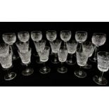 SUITE WATERFORD CRYSTAL 'ALANA' PATTERN WINE GLASSES, 7x hock, 6x claret / wine, 6x white wine (19)