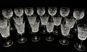 SUITE WATERFORD CRYSTAL 'ALANA' PATTERN WINE GLASSES, 7x hock, 6x claret / wine, 6x white wine (19)