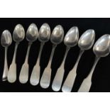 SILVER SERVING SPOONS comprising set of four 19th century silver serving spoons, Newcastle, maker'