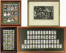 RUGBY UNION CIGARETTE CARDS & MAORI TEAM FACSIMILE PHOTOGRAPH, comprising framed group of 25