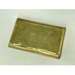 VICTORIAN BRASS TOBACCO BOX, hinged lid engraved with a swimming duck and date 1857, reversed with a