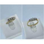 TWO DIAMOND RINGS comprising 18ct gold five stone diamond ring and a 9ct gold four stone diamond