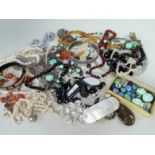 VARIOUS COSTUME & DRESS JEWELLERY comprising assorted beads, pearls, necklaces, bangle ETC