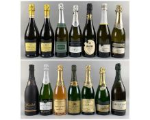 FOURTEEN BOTTLES OF ASSORTED SPARKLING WINE including two bottles of champagne, seven bottles of