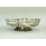 EDWARDIAN PLANISHED SILVER PEDESTAL DISH, William Comyns, London 1902, of heavy gauge, circular on