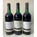 THREE BOTTLES OF WARRES 1963 VINTAGE PORT, bottled by Whitwhams' Wines Limited, Hale, Altrincham,