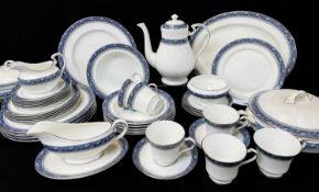 AYNSLEY BONE CHINA 'BLUE MIST' TEA & DINNER SERVICE, for six place settings (44)
