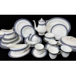 AYNSLEY BONE CHINA 'BLUE MIST' TEA & DINNER SERVICE, for six place settings (44)