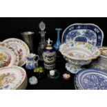 ASSORTED CERAMICS, including souvenir Dutch Cherry Brandy flask, glass decanter, set of RHS flower