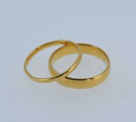 TWO 22CT GOLD WEDDING BANDS, 5.3gms gross (2) Provenance: deceased estate Carmarthenshire, consigned