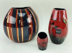 POOLE POTTERY, comprising 'Decadence' vase 26cm, and 2x 'Fantasy' vases 26cm & 10cm (3)