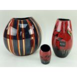 POOLE POTTERY, comprising 'Decadence' vase 26cm, and 2x 'Fantasy' vases 26cm & 10cm (3)