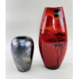 POOLE POTTERY, comprising 'African Sky' vase, 36cm; 'Alchemy' vase 20.5cm (2)