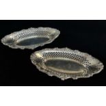 PAIR SILVER BONBON DISHES, George Nathan & Ridley Hayes, Chester 1908, embossed foliate scroll