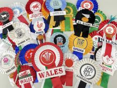 A SUPER COLLECTION OF 1970s / 80s RUGBY UNION ROSETTES very well preserved and covering Home