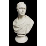 COPELAND PARIAN BUST OF SIR WALTER SCOTT, wearing tartan pinned with a buckle, impressed marks, 35.