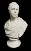 COPELAND PARIAN BUST OF SIR WALTER SCOTT, wearing tartan pinned with a buckle, impressed marks, 35.