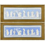 PAIR WEDGWOOD STYLE CLASSICAL REVIVAL PLAQUES, decorated in the 'Jasper' style with classical