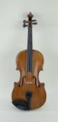 FRENCH THREE-QUARTER VIOLIN, c.1880, L.O.B. 33.7cms, bears internal stamp 'Claudot, Paris', two-