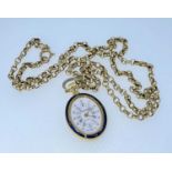9CT GOLD OVAL LINK BELCHER CHAIN (11.9gms) with plated and enamel Speigelhalter fob watch