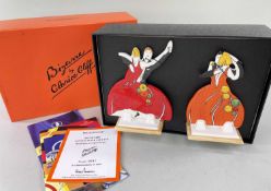 PAIR WEDGWOOD CLARICE CLIFF 'AGE OF JAZZ' TANGO DANCERS, limited edition (291/1000) shape 432 & 433,