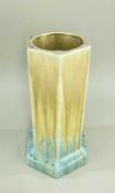 RUSKIN POTTERY HEXAGONAL VASE, designed by William Howson Taylor, caramel to turquoise crystalline