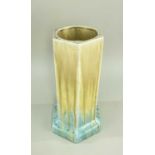 RUSKIN POTTERY HEXAGONAL VASE, designed by William Howson Taylor, caramel to turquoise crystalline