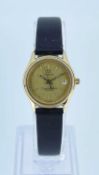 LADIES OMEGA SEAMASTER CALENDAR WRISTWATCH, ref.596.0044, 7J Quartz movement, gilt dial with baton