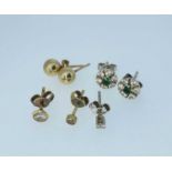 COLLECTION OF LADIES EAR STUDS, including pair of gold spherical ear studs, pair of white gold,