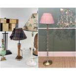 SELECTION OF MODERN & VINTAGE LAMPS including reproduction Art Deco-style twin bulb lamp, ceramic