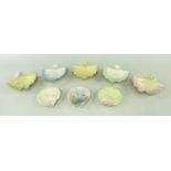 GROUP OF WORCESTER PORCELAIN SMALL SHELL PICKLE DISHES, including 2 '172' scallop shells by