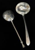 GEORGE IV IRISH SILVER SAUCE LADLE & EDWARD VII SEAL TOP SPOON, James Scott, Dublin 1822, point