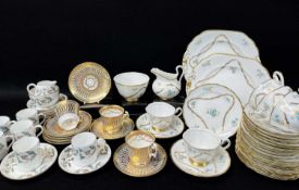 ASSORTED ENGLISH BONE CHINA TEAWARES, including New Chelsea cups, saucers, plates and bread and