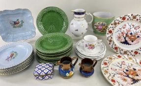 ASSORTED CERAMICS, including Dutch cabbage leaf moulded dishes, Continental porcelain cache pot,