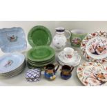 ASSORTED CERAMICS, including Dutch cabbage leaf moulded dishes, Continental porcelain cache pot,