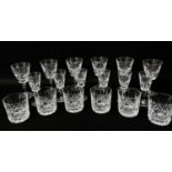 MIXED SUITE OF WATERFORD CRYSTAL 'KILDARE' & 'ASHLING' PATTERN WINE GLASSES, 6x brandy tumblers,