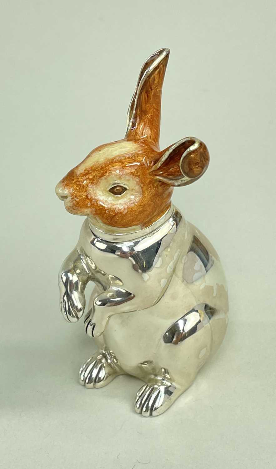 MODERN ENAMELLED SILVER MODEL OF A RABBIT, 9cm h, app 3.57ozt - Image 2 of 2