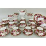 RARE ROYAL ALBERT 'OLD ENGLISH ROSE' PART TEA & COFFEE SERVICE, comprising coffee pot (no cover),