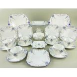 SHELLEY 'BLUE IRIS' PATTERN BONE CHINA PART TEA SERVICE, comprising 7 cups, 12 saucers, 11 side