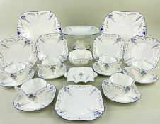 SHELLEY 'BLUE IRIS' PATTERN BONE CHINA PART TEA SERVICE, comprising 7 cups, 12 saucers, 11 side