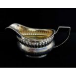 GEORGE III SILVER CREAM JUG, Robert & Samuel Hennell, London 1808, oval with gadrooned rim, lobed