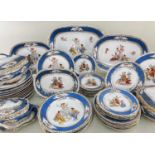 CONTINENTAL PORCELAIN PART DINNER SERVICE, colour-printed with classical figures allegorical of