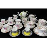 ASSORTED ENGLISH BONE CHINA COFFEE & TEAWARES including Victorian floral enamelled teacups and