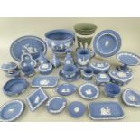 ASSORTED WEDGWOOD JASPERWARE, 20th Century, including dishes, bowls, boxes and covers ETC., in
