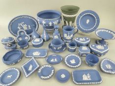 ASSORTED WEDGWOOD JASPERWARE, 20th Century, including dishes, bowls, boxes and covers ETC., in