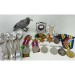 ASSORTED SILVER & COLLECTABLES comprising small sterlingsilver photograph frame and a similar plated