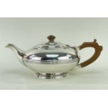 GEORGE VI TEAPOT, Goldsmiths & Silversmiths Co, London 1938, compressed spherical form, stepped lid,