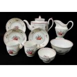 LATE 18TH CENTURY NEWHALL PORCELAIN PART TEA SERVICE, decorated in famille rose style with a