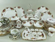 ASSORTED ROYAL ALBERT BONE CHINA 'OLD COUNTRY ROSES' DINNERWARES, including gravy boat, two tier