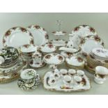 ASSORTED ROYAL ALBERT BONE CHINA 'OLD COUNTRY ROSES' DINNERWARES, including gravy boat, two tier